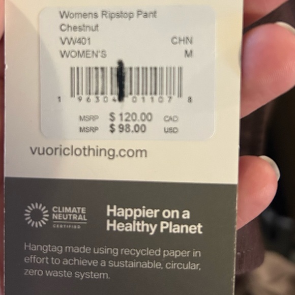 NWT Vuori Ripstop Dura Terra Climbing / Hiking Pant - Chestnut - Size M - Picture 11 of 11